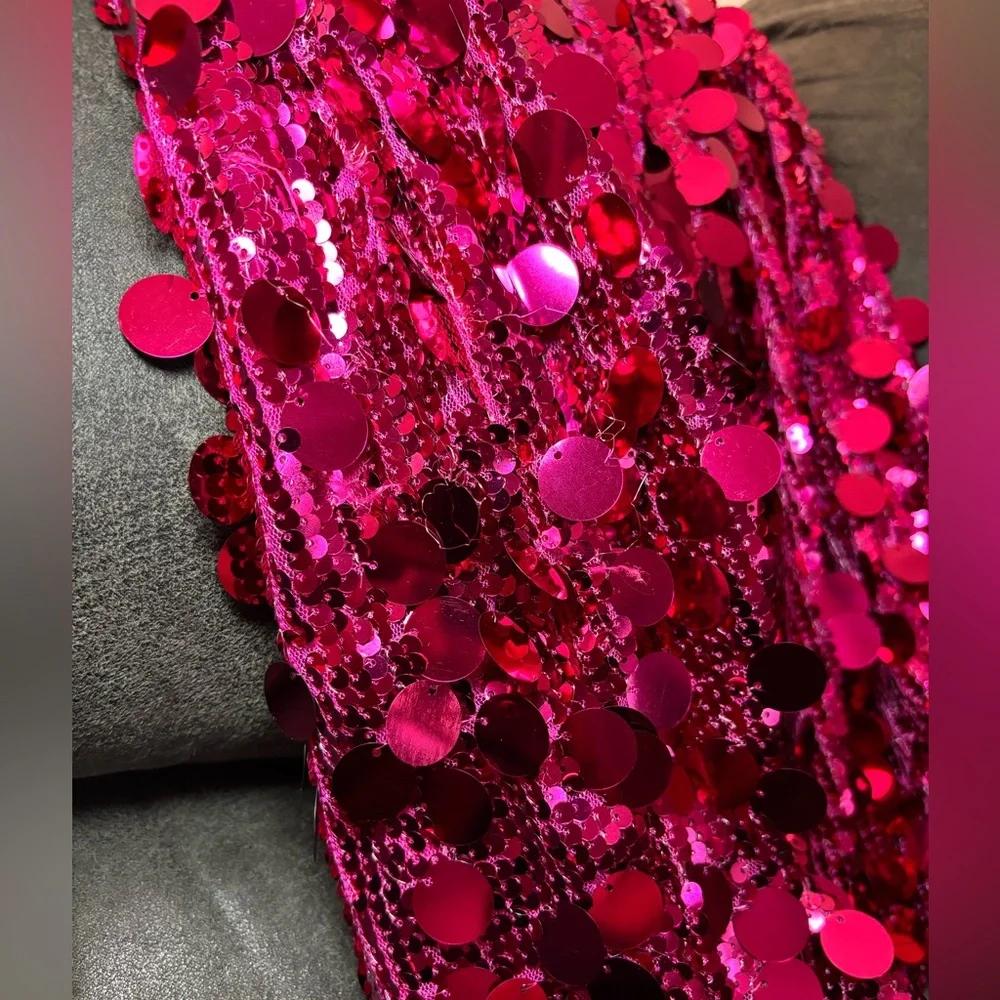 Windsor Y2K Style Vibrant Pink Sequin Strapless Mini Dress New! - Picture 10 of 16